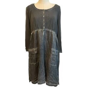 Soma Intimates Silk Blend Dress Large Sunwashed Burnout Gray Henley Soft Grunge
